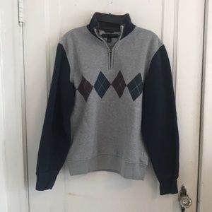🌟TOMMY HILFIGER Navy/Grey Argyle Print Quarter Zip